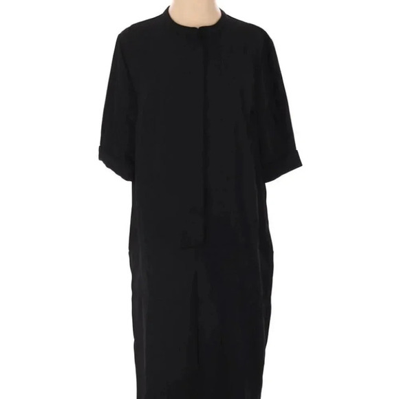 CAARA Solid Black Casual Dress XS Hidden Buttons - Picture 1 of 6